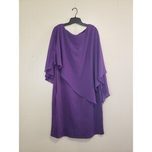 Pinup Fashions Womens Plus 18W Purple Sheath Midi Dress Draped Flowy Chiffon NWT